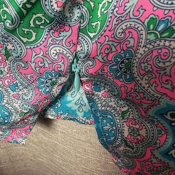 2/$30 Talbots Tunic Top Blouse Size 2X Colorful Boho Western Resortwear Satin - Picture 7 of 10